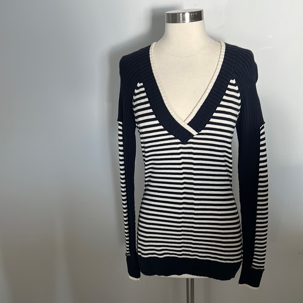 L.A.M.B. Navy and White Striped Sweater